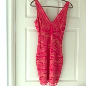 Bebe red lace holiday dress